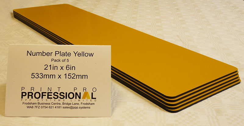 Yellow Reflective Number Plate ABS 21in x 6in / 533mm x 152mm