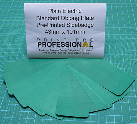 Plain Electric pre-printed side badge 43mm x 101mm