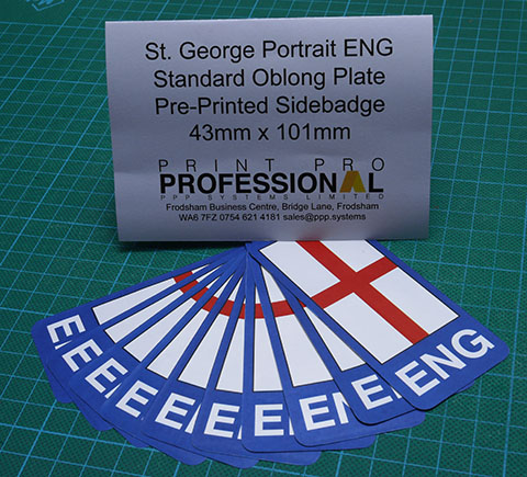 St. George Portrait ENG pre-printed side badge 43mm x 101mm